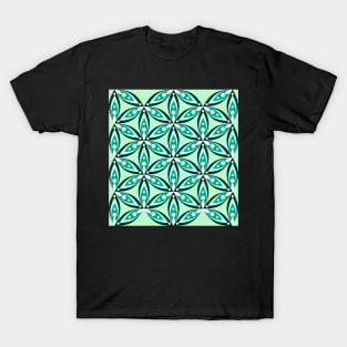 Green floral pattern with circles T-Shirt